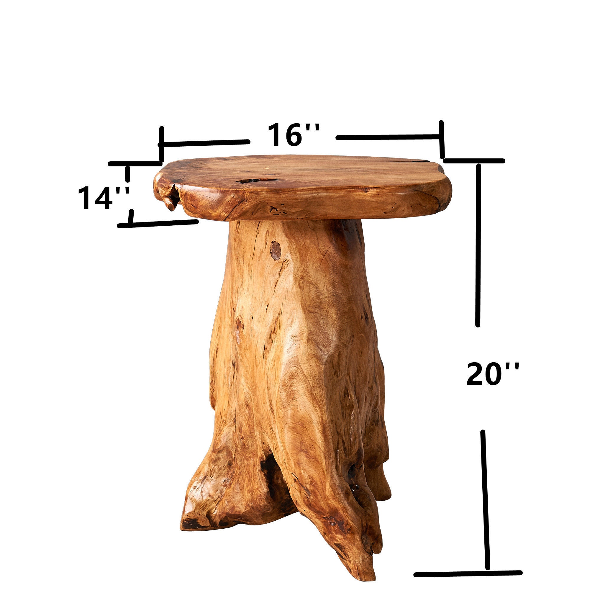 Funky Table Tree Stump Stool Live Edge, Natural Edge Side
