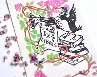 Spring Herald Bookplates | Ex Libris | Original Linocut Art | Pack of Three