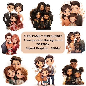 Family clipart, Cute clipart, Family png, T-shirt, Mother, Father, Children, Pet, Baby clipart, Lovely family, Chibi clipart