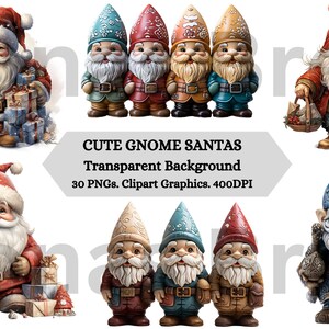 Cute Gnome Santa Clipart: Santa Claus Art for Christmas Crafts and Decor | PNG Bundle | Digital Download | Sublimation files