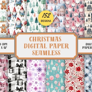 Weihnachten Digital Paper Mega Bundle - 150+ Digital Papers, Weihnachtsdruckpapier, Weihnachten JPG, Santa Muster, Digital
