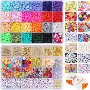 8500+ Pcs Clay Beads Bracelet Making Kit Round Flat Beads Polymer Clay Beads  Set