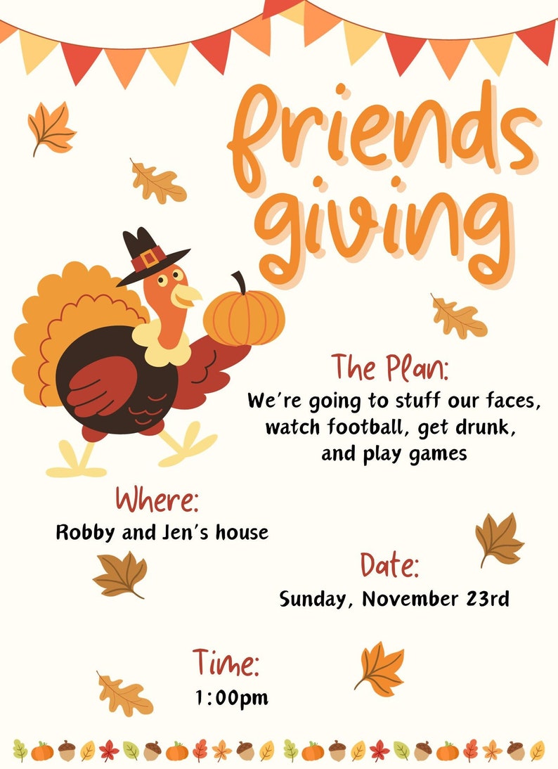 EDITABLE Friendsgiving Invitation Printable Digital - Etsy