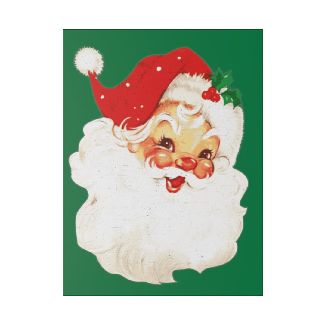 Retro Santa Wall Art, Vintage Santa Art, Retro Christmas Santa, Holiday