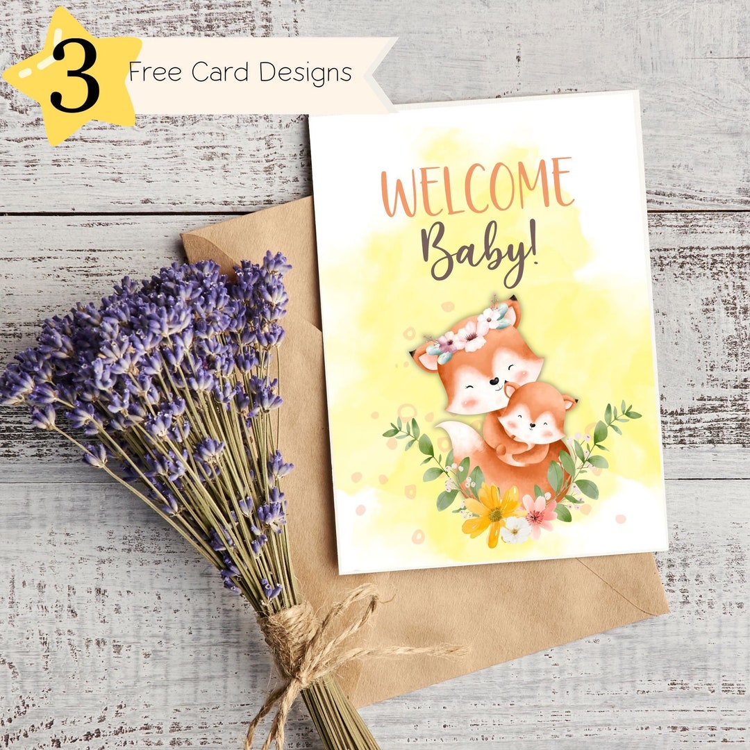 Printable Gender Neutral Baby Shower Card Welcome Baby Card - Etsy