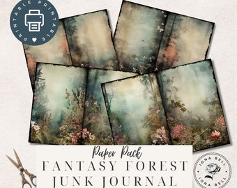 Fantasy Forest Junk Journal, Printable Junk Journal Pages, Vintage Ephemera Digital Collage, Fairy Journal Magic, Magic Woodland, Gothic