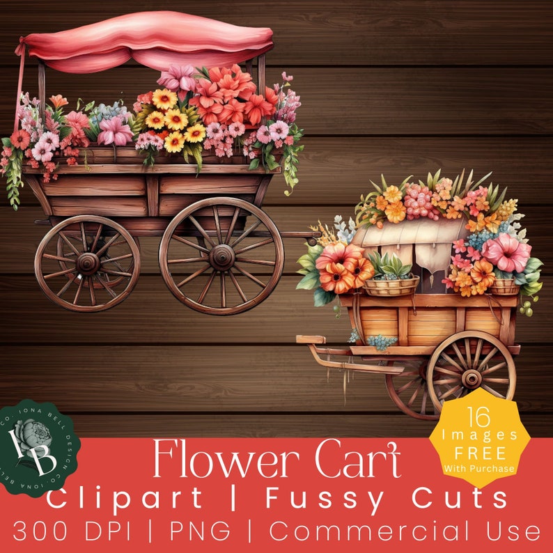 Flower Carts Clipart Floral Commercial Use Png Digital Download Etsy