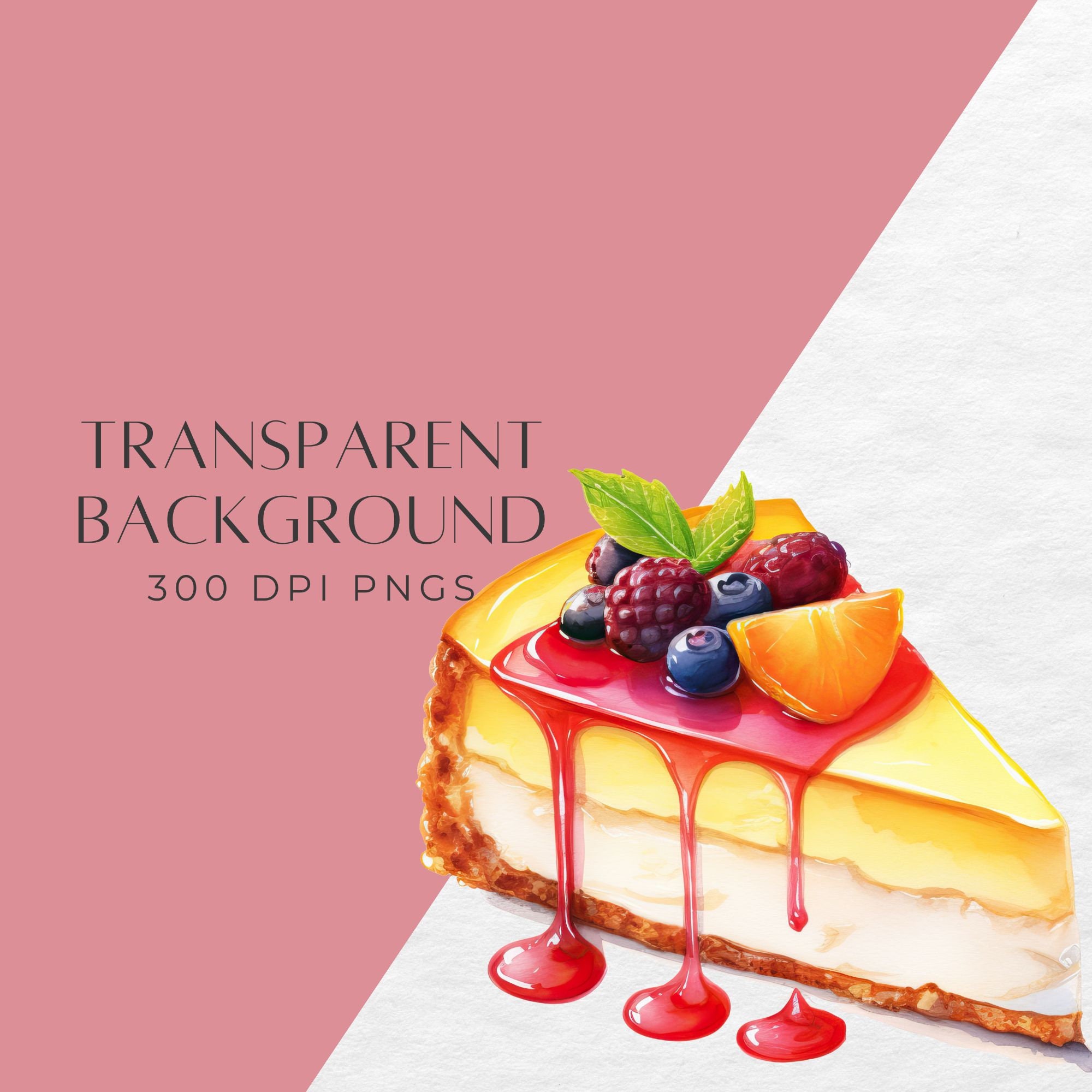 Cheesecake Dessert Clipart Set Bakery Icons, Sweet Graphics, Digital