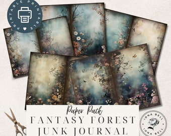 Fantasy Forest Junk Journal Kit, Printable Junk Journal Pages, Vintage Ephemera Digital Collage, Fairy Journal Magic, Magic Woodland, Gothic
