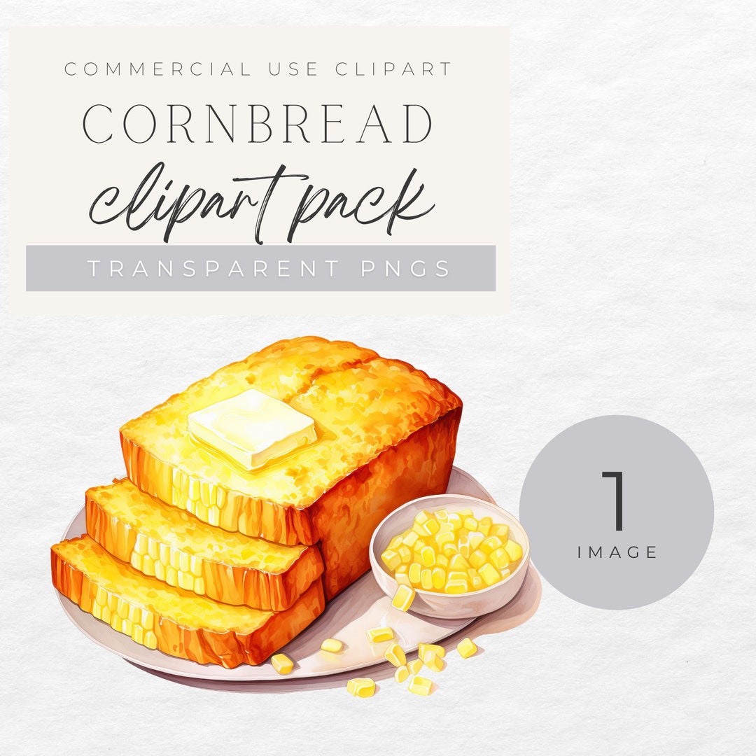 Cornbread Clipart, Loaf of Bread Clip Art, Single Image, Commercial Use