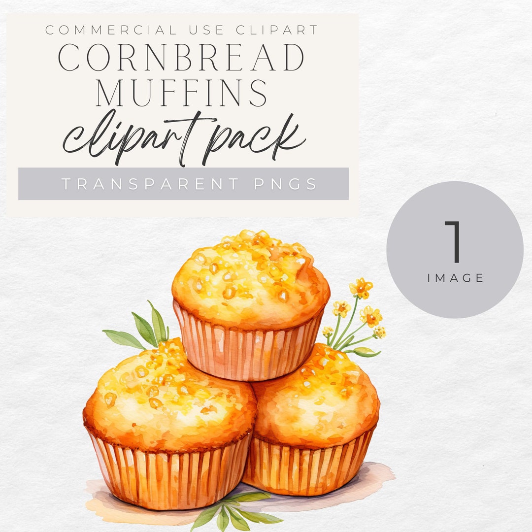 Cornbread Clipart, Muffin Clip Art Image, Food Blogger, Single Image