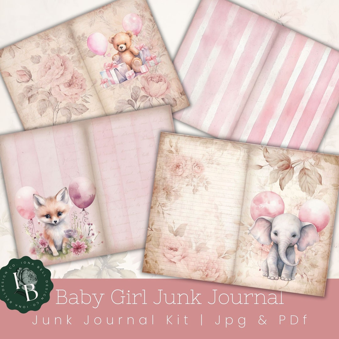 Digital Junk Journal Kit Baby Girl Junk Journal Ephemera Digital Kit