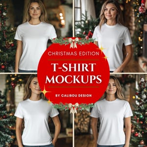 Weihnachten Thema T-Shirt Mockup Bundle, Gildan Tee Mockup Fotos, Bella Canvas Bekleidung Mockup, sofortiger Download, hochwertige digitale Dateien