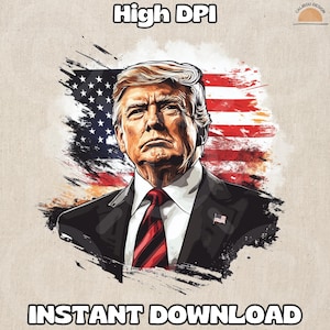Trump Clipart PNG, Cool Trump Illustration for Sublimation & Print, Instant Digital Download, American President PNG, High Quality Image