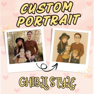 Benutzerdefiniertes Porträt im Ghibli-Stil, Familienfotos, Porträt im Comic-Stil, Bildgenerierung im Cartoon-Stil, personalisiertes Foto, benutzerdefiniertes Porträt