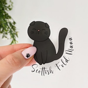 Scottish Fold Mama Sticker, Black Scottish Fold, Grey Scottish Fold, Cat Sticker, Cat Inspired Sticker, Cute Cat Sticker