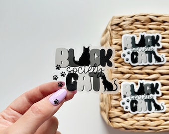 Pegatina de la Sociedad del Gato Negro, Pegatina de Gato Negro, Club del Gato Negro, Pegatina de Gato Lindo, Pegatina de Gato Transparente