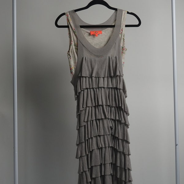 Mini-robe superposée fleurie/gris scintillant MANOUSH (US S)