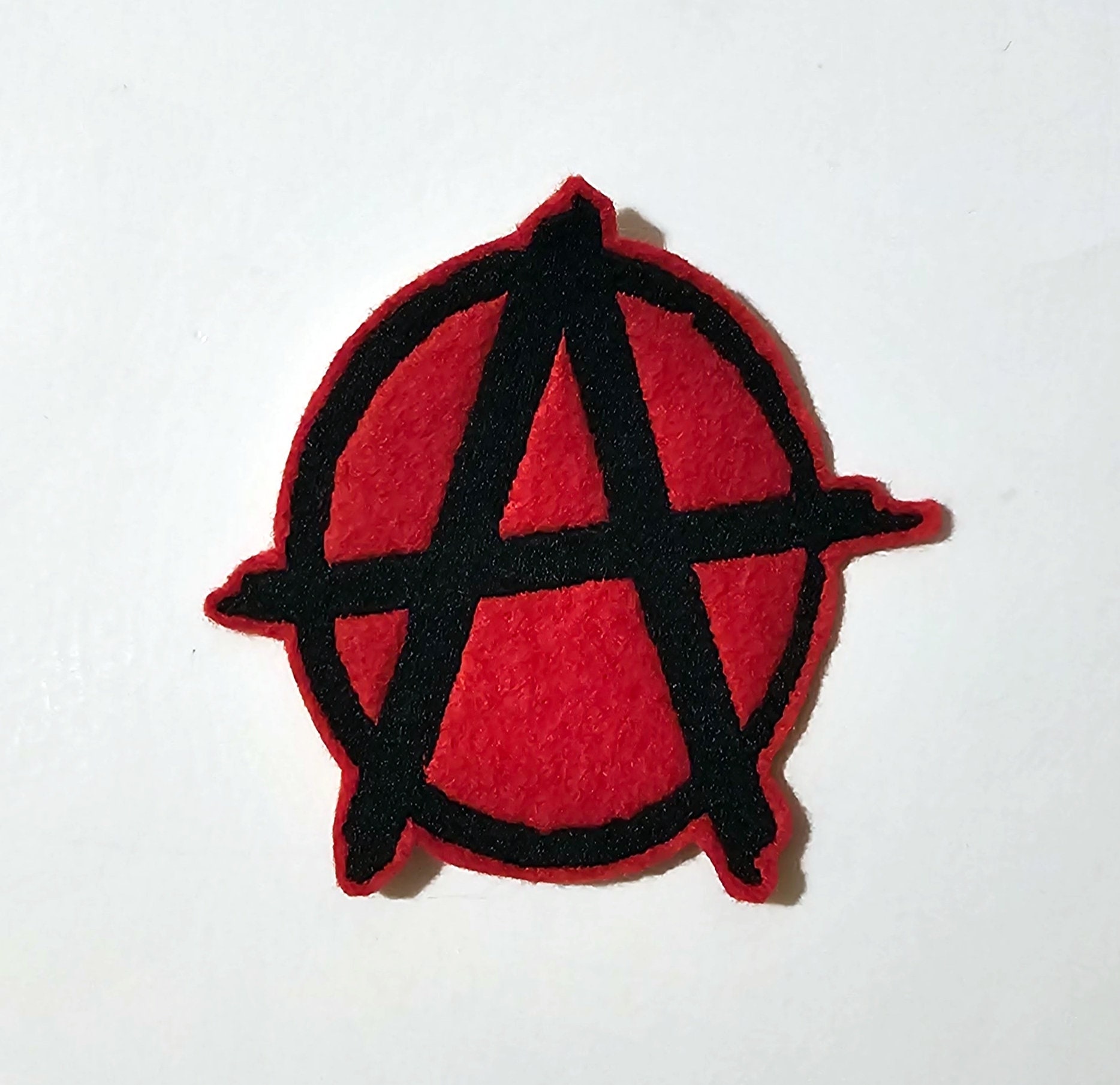 Red On Black Anarchy Symbol 3 Iron Patch, 3897