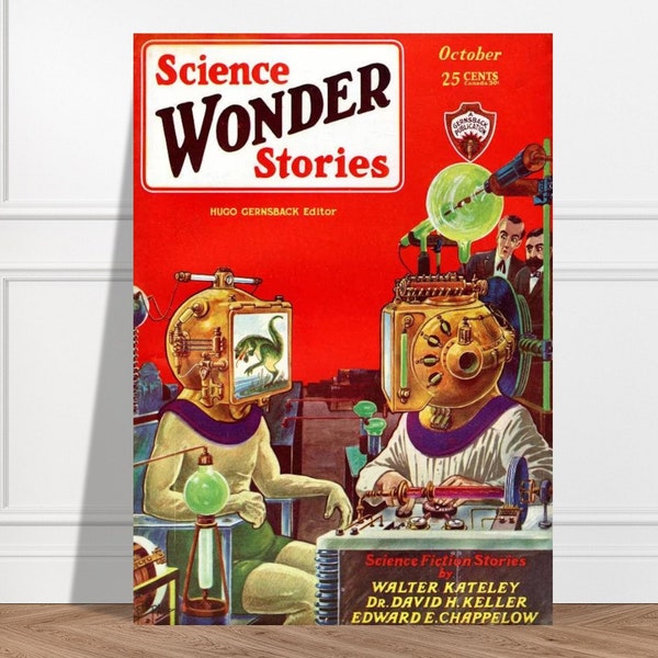 Science Wonder Stories October 1929 Vintage 20s Pulp Magazine Book Cover Poster Print Wall Art Deco Premium Quality Free Shipping