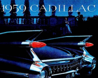 Cadillac 1959 Vintage 50s Poster Print Promo Promotional Advertising Brochure Ad Flyer Car Lover Premium Quality Free Shipping