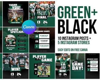 Green & Black Sports Team Instagram Post Canva Template