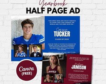Sports Senior Yearbook Ad Template: Half Page, Class of 2025 (Canva Editable)