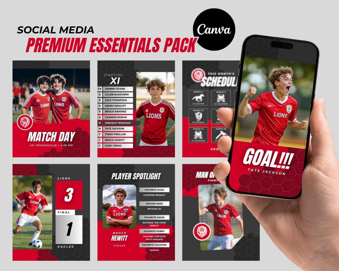 Soccer Social Media Templates: Canva Editable Season Bundle - Etsy