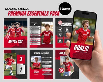Soccer Social Media Templates: Canva Editable Season Bundle