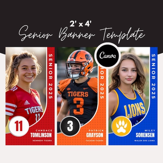 Sports Senior Banner Canva Template: Class of 2025 (Digital Download)