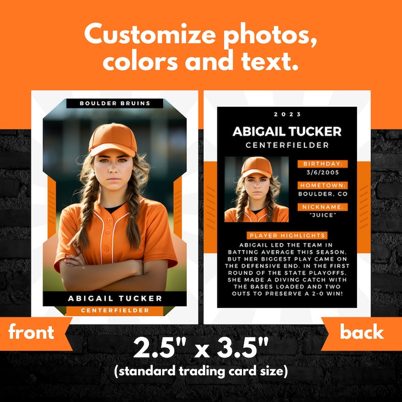Create Your Own Sports Card, Custom Sports Card, Trading Printable
