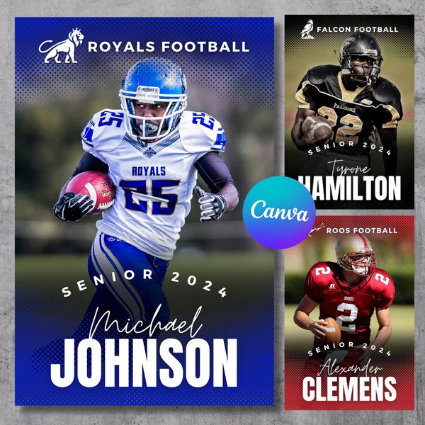 Senior Banner, Canva Template, Football Poster, Class of 2024, Thank You Seniors, High School Athlete, Friday Night Lights, Digital Download