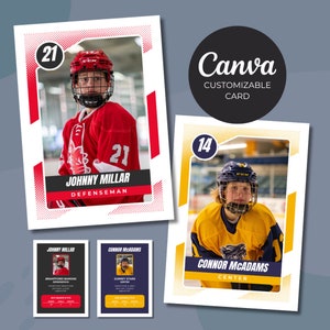 Aangepaste hockeykaartsjabloon Canva, maak je eigen hockeykaartsjabloon, ruilkaartatleet, eenvoudige bewerkingen slepen en neerzetten, gepersonaliseerd cadeau, afdrukbaar, honkbal