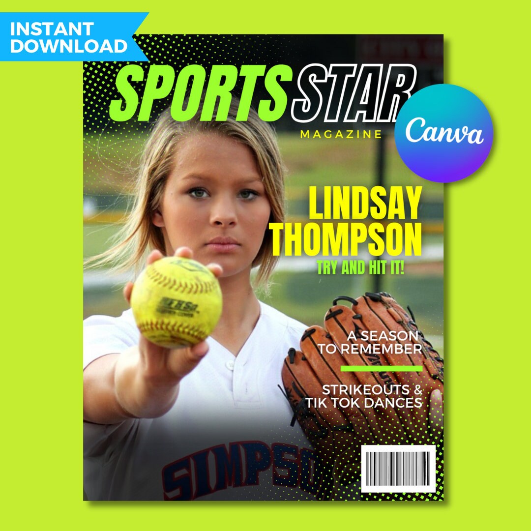 Sports Magazine Template, Custom Canva Cover, Digital Download, Youth Athlete, Sports Gift