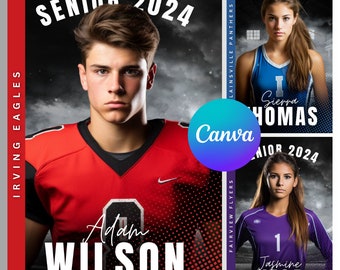 Senior Banner, Canva Template, Senior Night Poster, Class of 2024, High School Sports, Editable Social Media Graphic, Instagram, Digital PNG