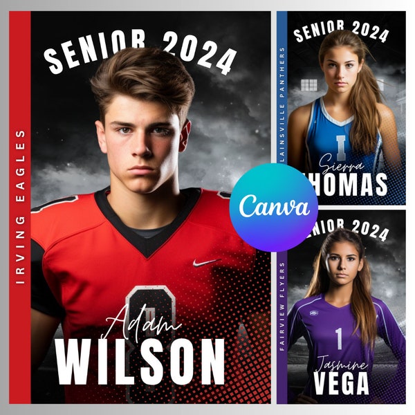 Senior Banner, Canva Template, Senior Night Poster, Class of 2024, High School Sports, Editable Social Media Graphic, Instagram, Digital PNG