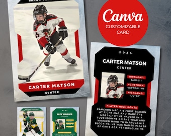 Custom Hockey Card Canva Template: Personalized Athlete Gift (Printable)