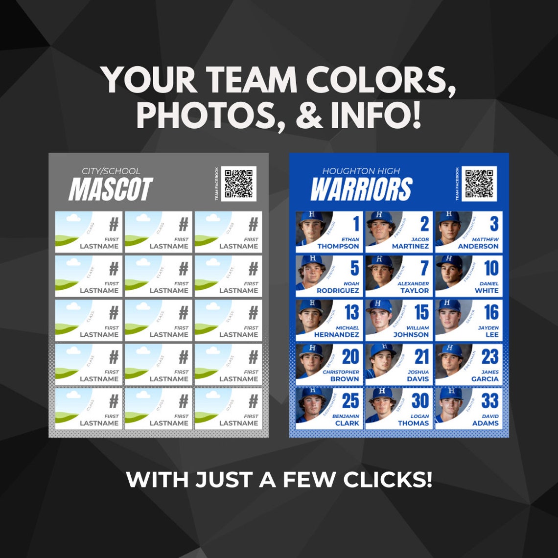 Baseball Team Roster Canva Template: Customizable Sports Recruit Page ...