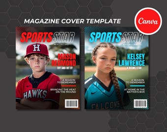 Sports Magazine Cover Template: Athlete Highlight, Canva (Digital Download)