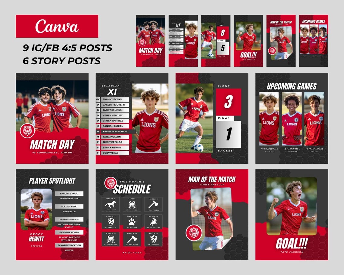 Soccer Social Media Templates: Canva Editable Season Bundle - Etsy