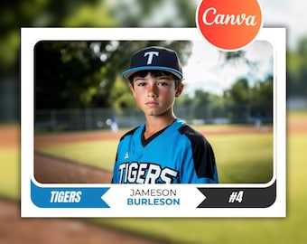 Custom Baseball Card Canva Template, Horizontal Sports Card