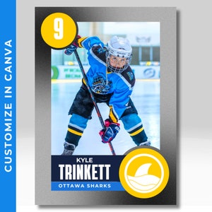 Aangepaste sportkaartsjabloon, Canva Trading Card, Hockey, Voetbal, Basketbal, Cheerleading, Cheer Card, Bewerkbare digitale download, Team Red