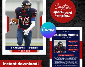 Custom Sports Card Template: Modern Athlete Design (Digital Download)