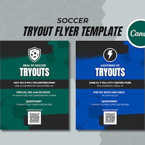Soccer Team Tryout Flyer: Editable Canva Template (Instant Download)