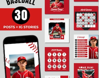 Baseball Softball Canva Templates: Social Media Kit (30 Posts)