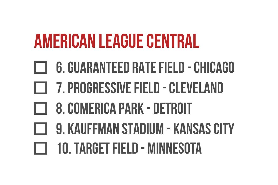 Printable, MLB Ballpark Tracker, Ballpark Map, MLB Ballpark Bucket List ...