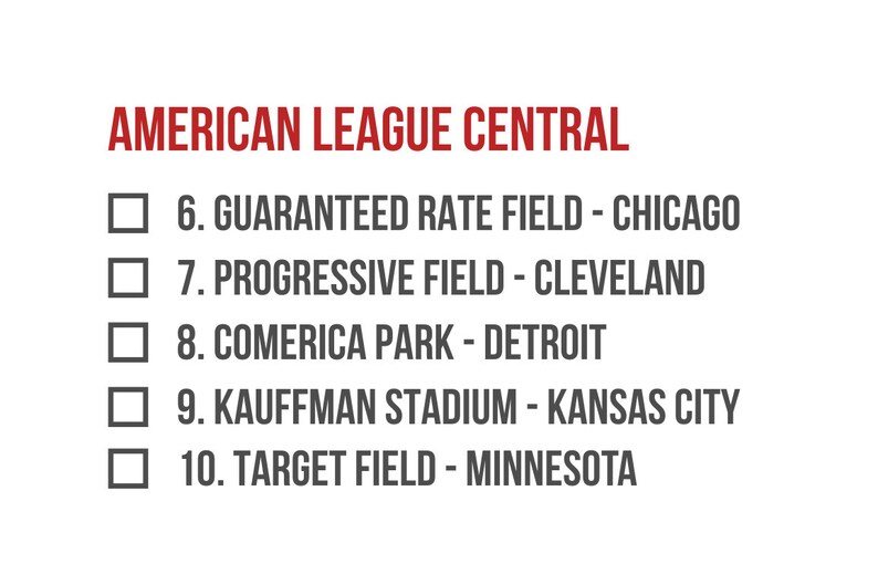 Printable, MLB Ballpark Tracker, Ballpark Map, MLB Ballpark Bucket List