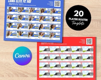 Editable Team Roster Template: Canva Recruiting Sheet (20 Player)