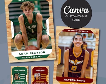 Custom Basketball Card Template: Personalized Athlete Gift (Canva)
