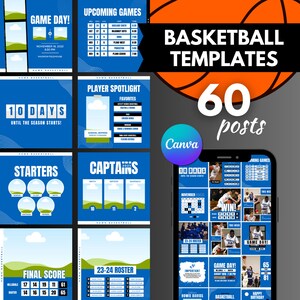 Basketball Social Media Templates, Canva Sports Instagram, Game Day Social Media Bundle, High School Sports, Editable Posts, Custom Download